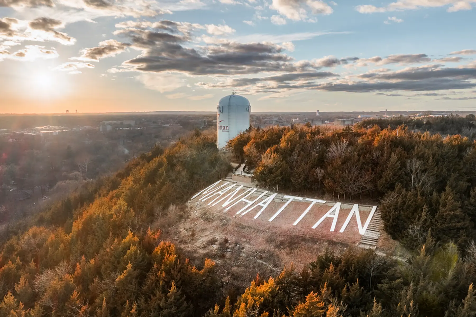 Overlooking the city of Manhattan, KS is the prominent Bluemont Hill (Credit: Kansas State University)