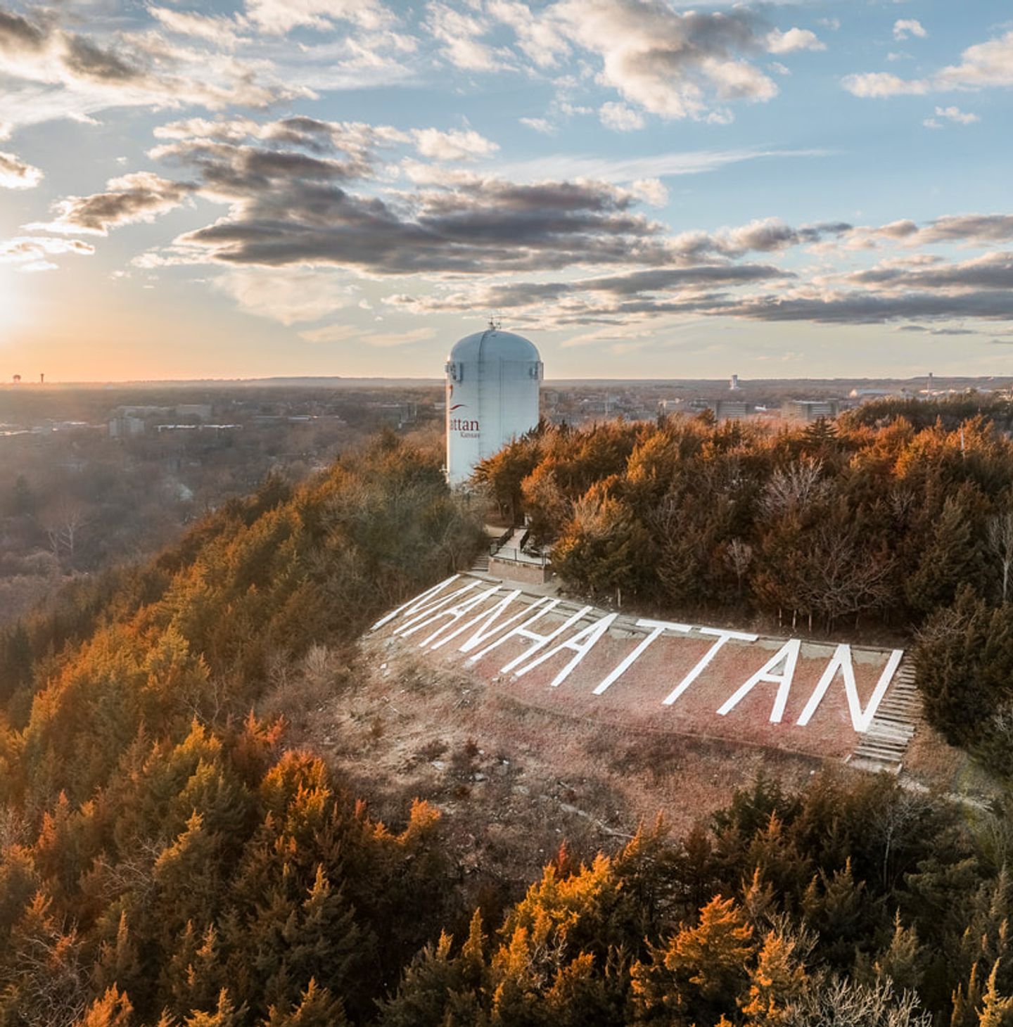 Overlooking the city of Manhattan, KS is the prominent Bluemont Hill (Credit: Kansas State University)