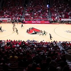 Ball State's basketball court during a game. (Image Credit: Ball State University)