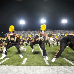 The Grambling State University marching band performing a halftime show