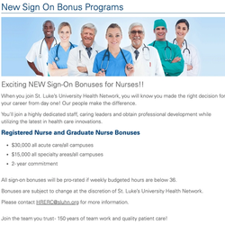 Details about the St. Luke's Health Network nurse signing bonus