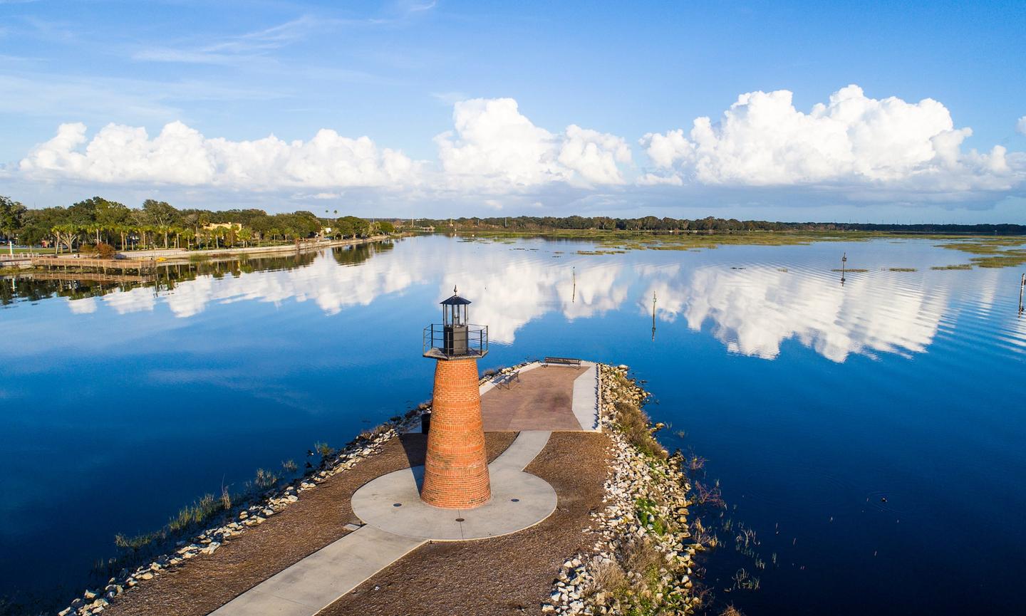 Scenic lighthouse views welcome visitors to Kissimmee Lakefront Park. Other nearby amenities include a fishing pier, a fish and wildlife observation area, picnic areas, concessions and playgrounds.