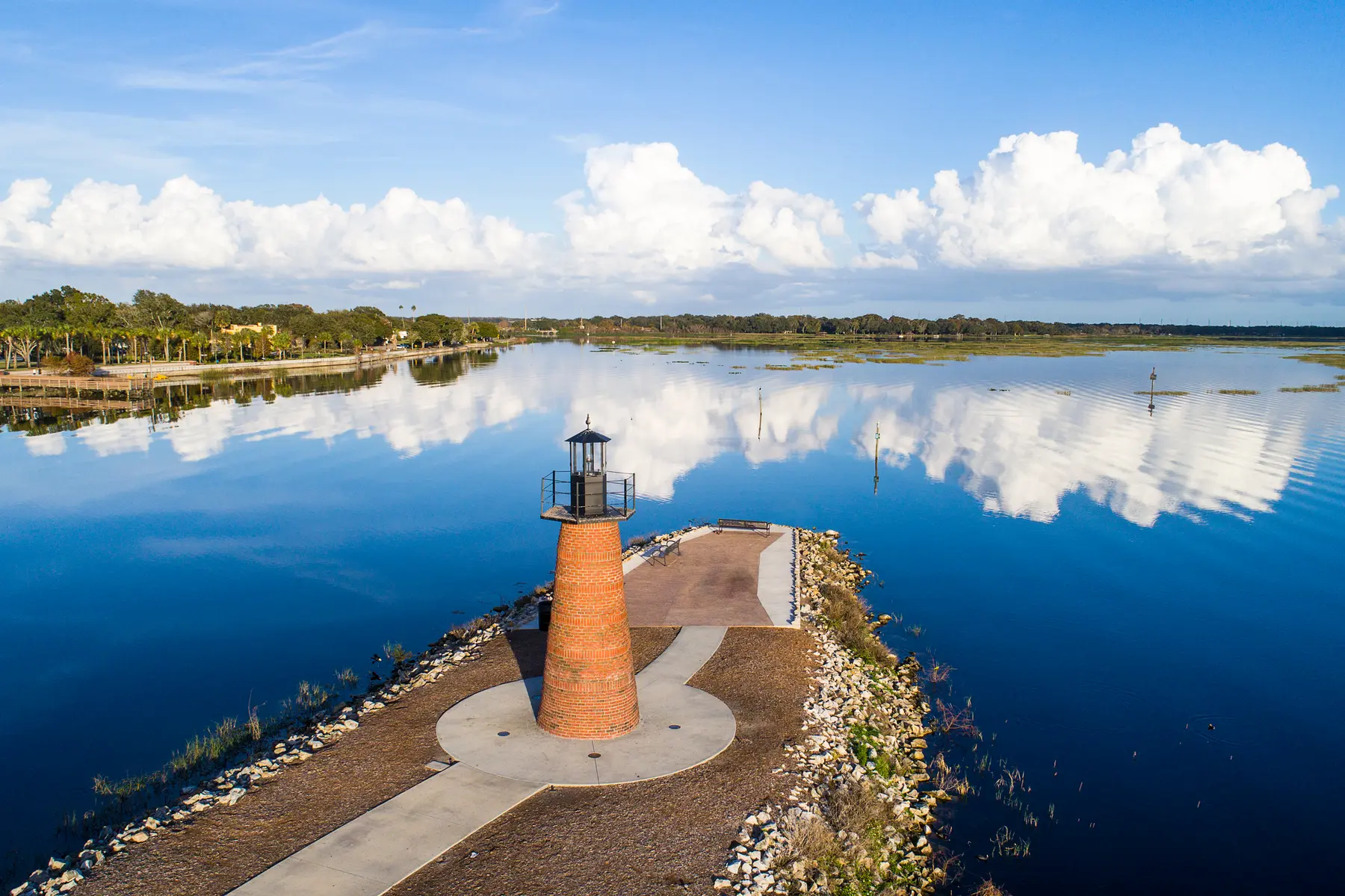 Scenic lighthouse views welcome visitors to Kissimmee Lakefront Park. Other nearby amenities include a fishing pier, a fish and wildlife observation area, picnic areas, concessions and playgrounds.