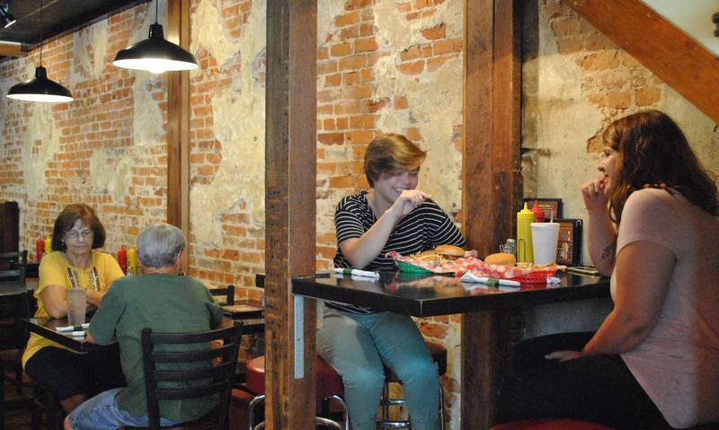 Eating at the Sandwich Shop