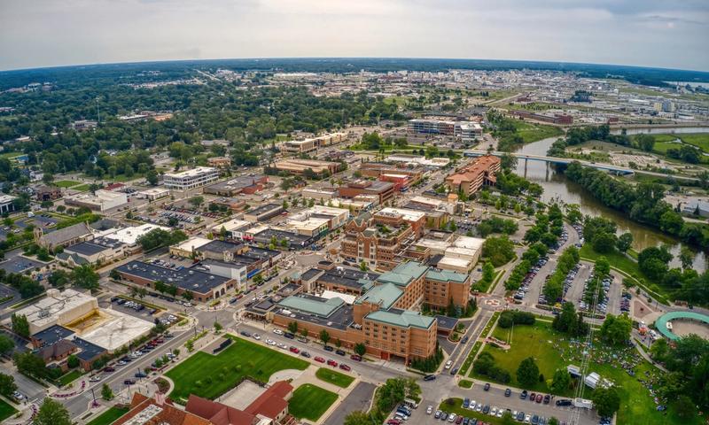 Aerial View of Midland, Michigan during Summer