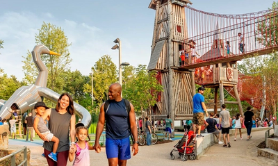 Plentiful outdoor recreation spaces provide entertainment for all ages in Tulsa, Oklahoma.