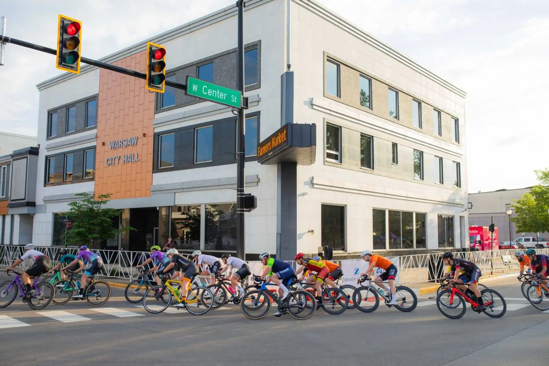 Cyclists Downtown Warsaw (Image Credit: Kosciusko Chamber of Commerce)