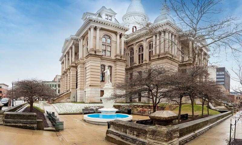 The Tippecanoe County Courthouse in downtown Lafayette, Indiana