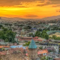 Tbilisi old town with colorful buildings and the Narikala fortress