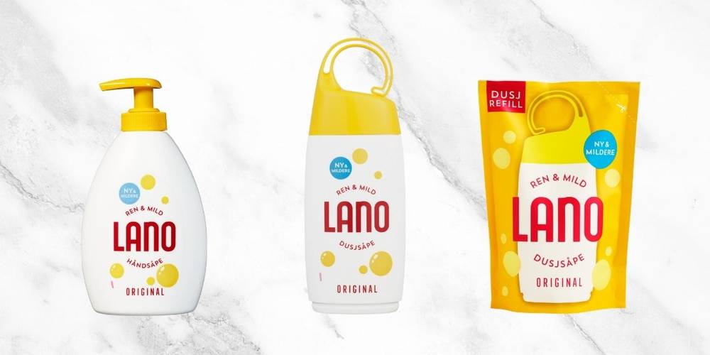Produktbilder av Lano på marmorbakgrunn.
