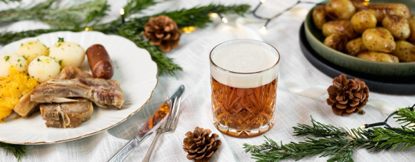 Alkoholfritt juleøl som er servert til pinnekjøtt.