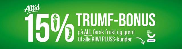 Alltid 15% Trumf-bonus på all fersk frukt og grønt