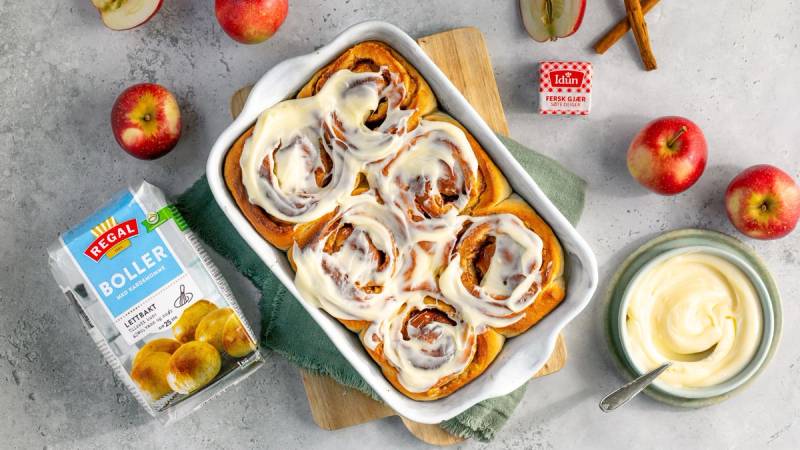 Kanelboller i form med smakfullt kremostfyll,