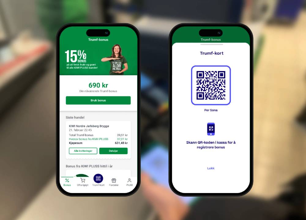 KIWI -app på to mobiler