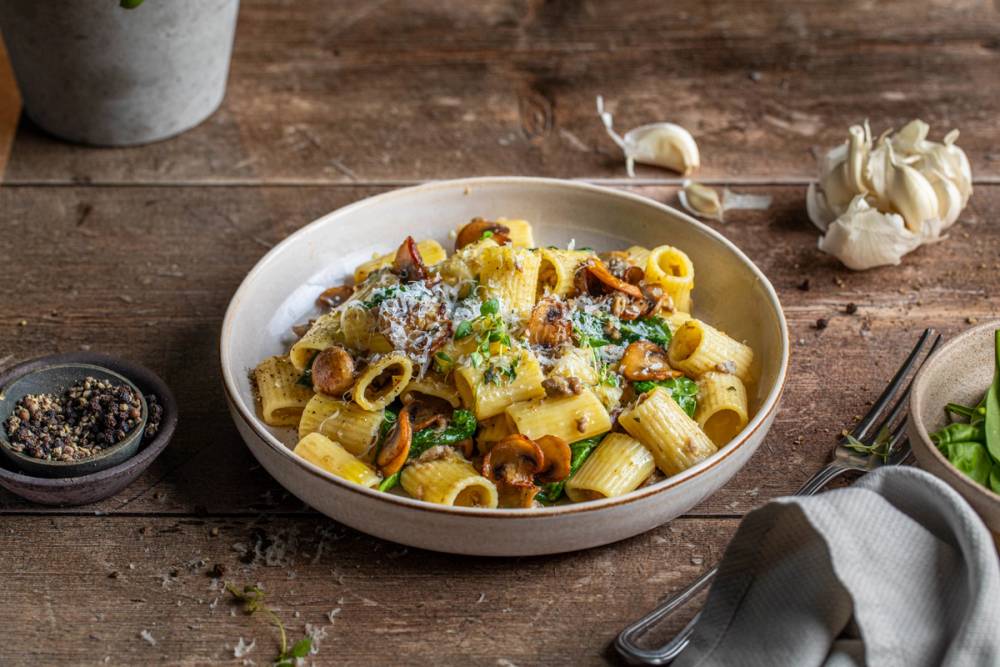 Rummo pasta med sopp og kjøtt