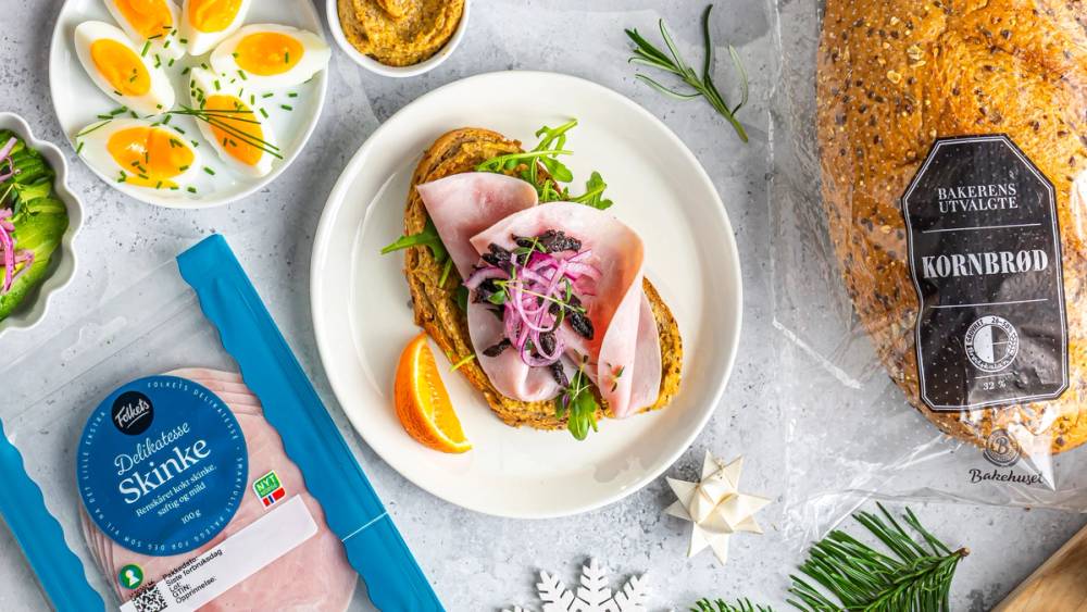 Kornbrød med grov sennep og juleskinke