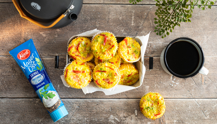 Enkle omelettmuffins med Kavli MagerOst Skinke