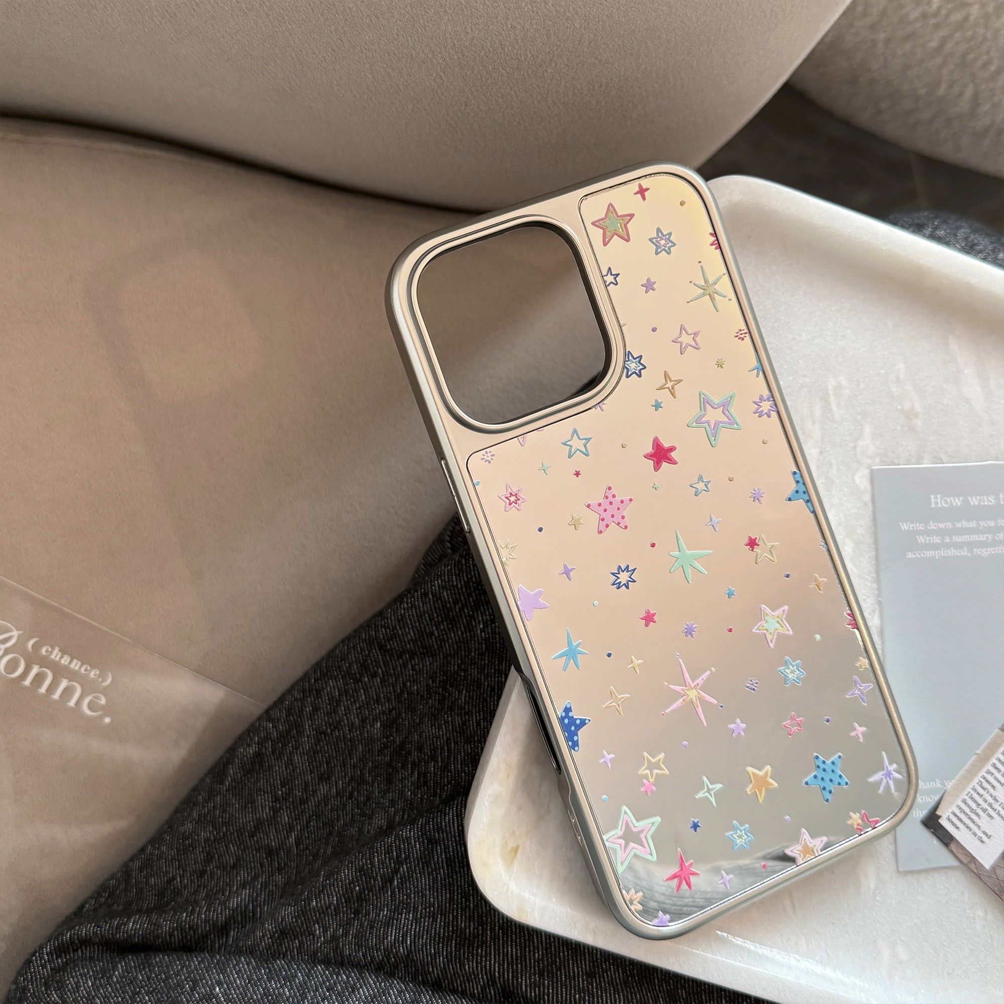 Double Layer Silver Glitter Black White Wavy Text Full Cover iPhone Case