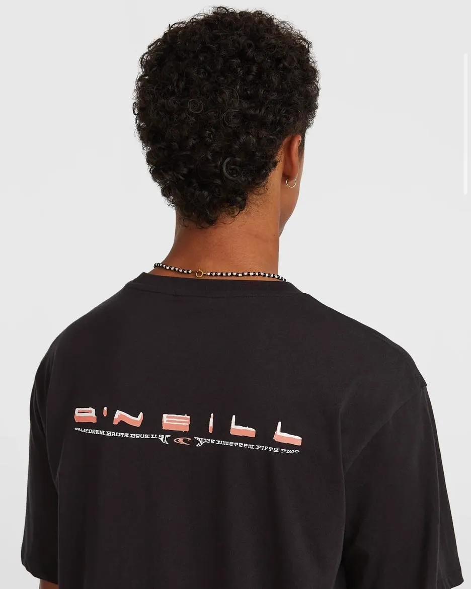 Man in dark O'Neill tee from behind