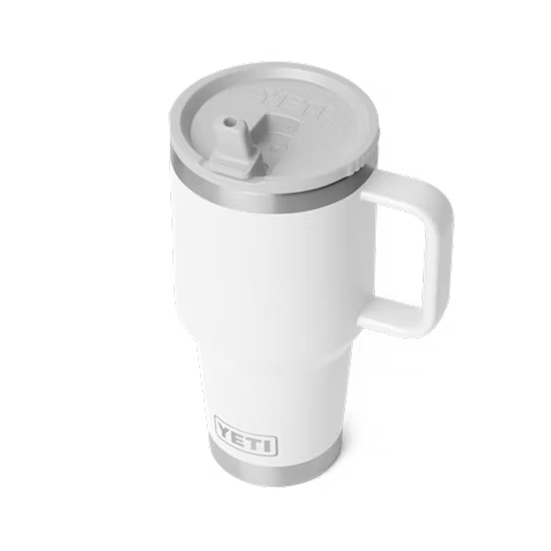 White yeti cup with built in straw
