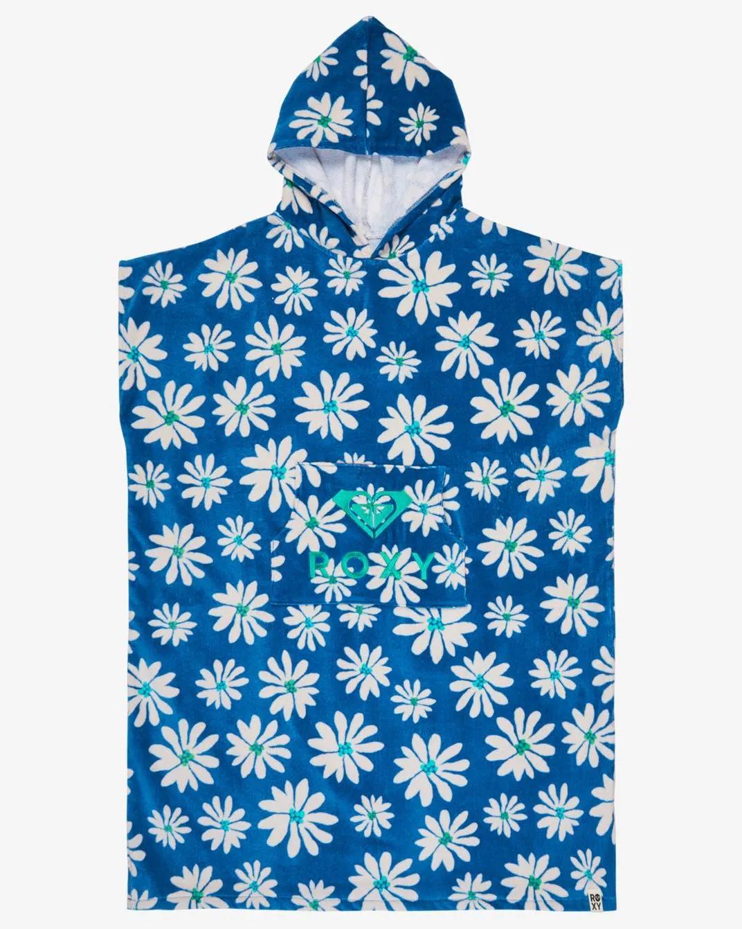 Blue and white flower pattern sleeveless hoodie