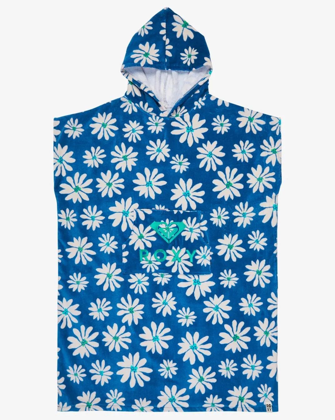 Blue and white flower pattern sleeveless hoodie