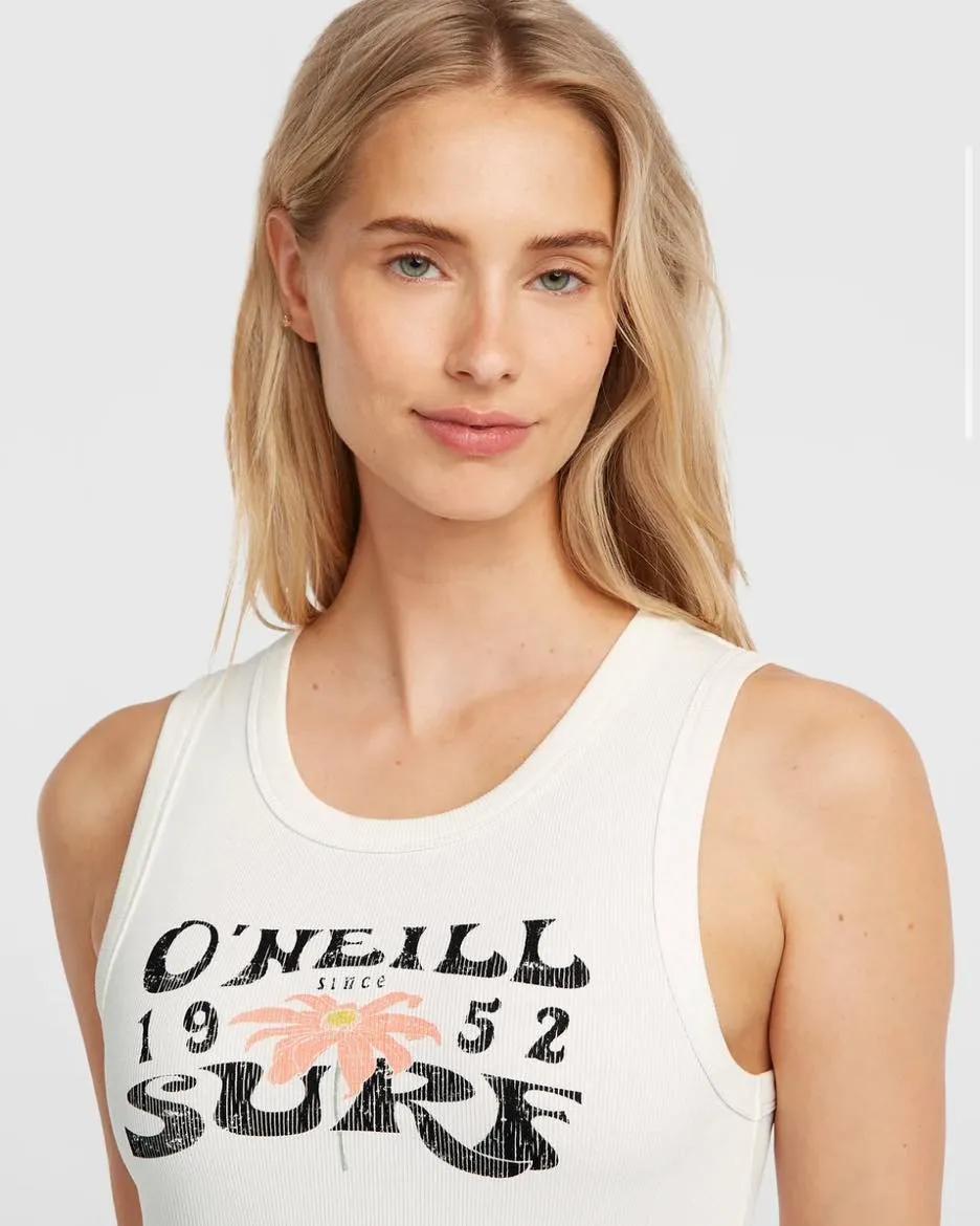 Woman in white O'Neill vest top