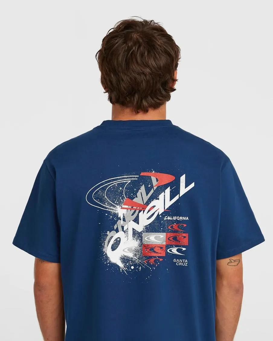 Man from behind in blue O'Neill tee
