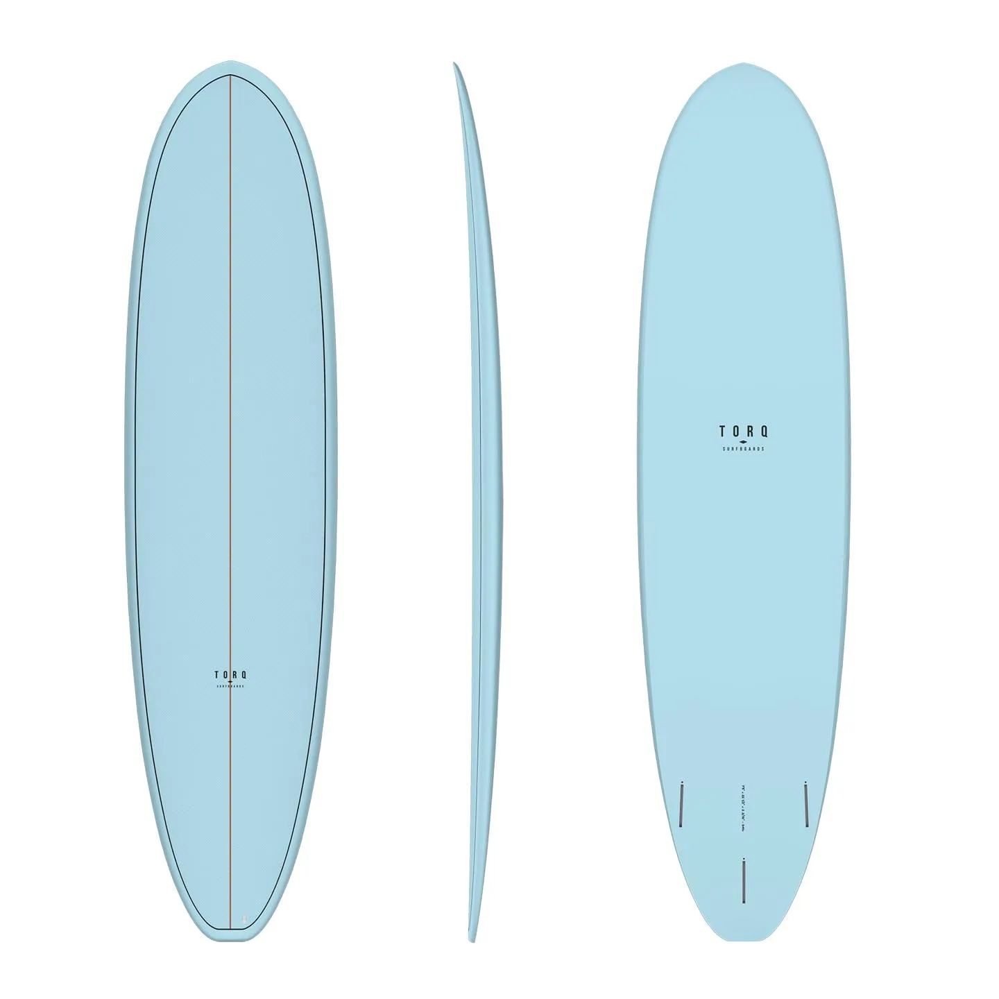 Light blue surf board front back and side