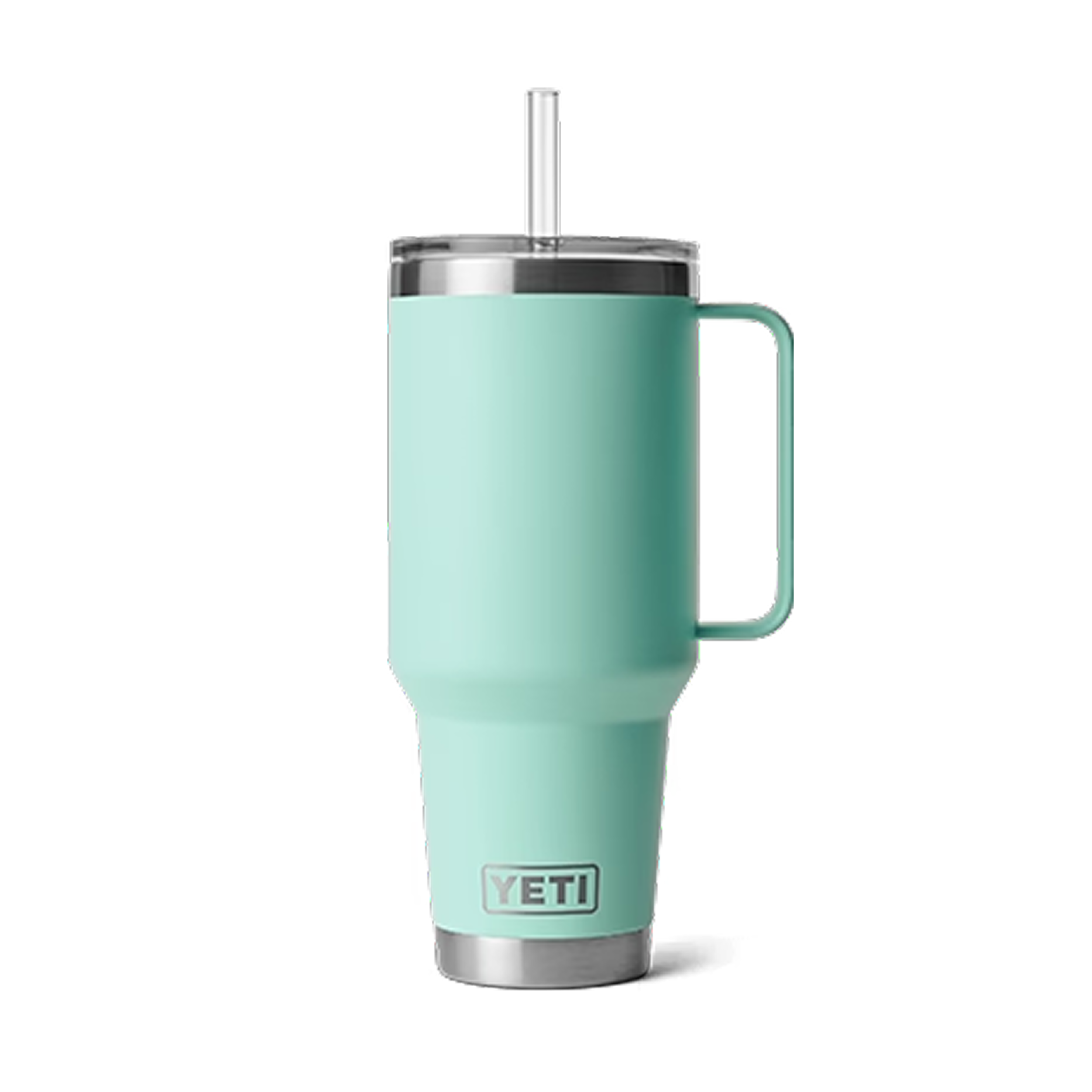 Turqouise flask with straw