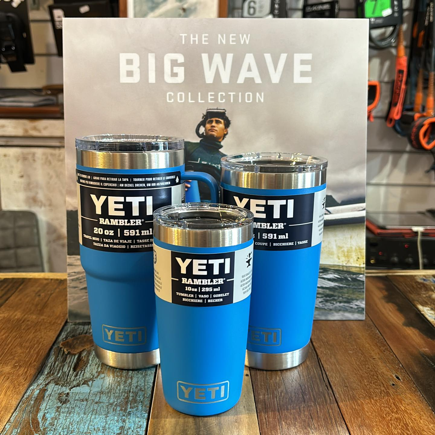 The new big wave collection blue yeti flasks