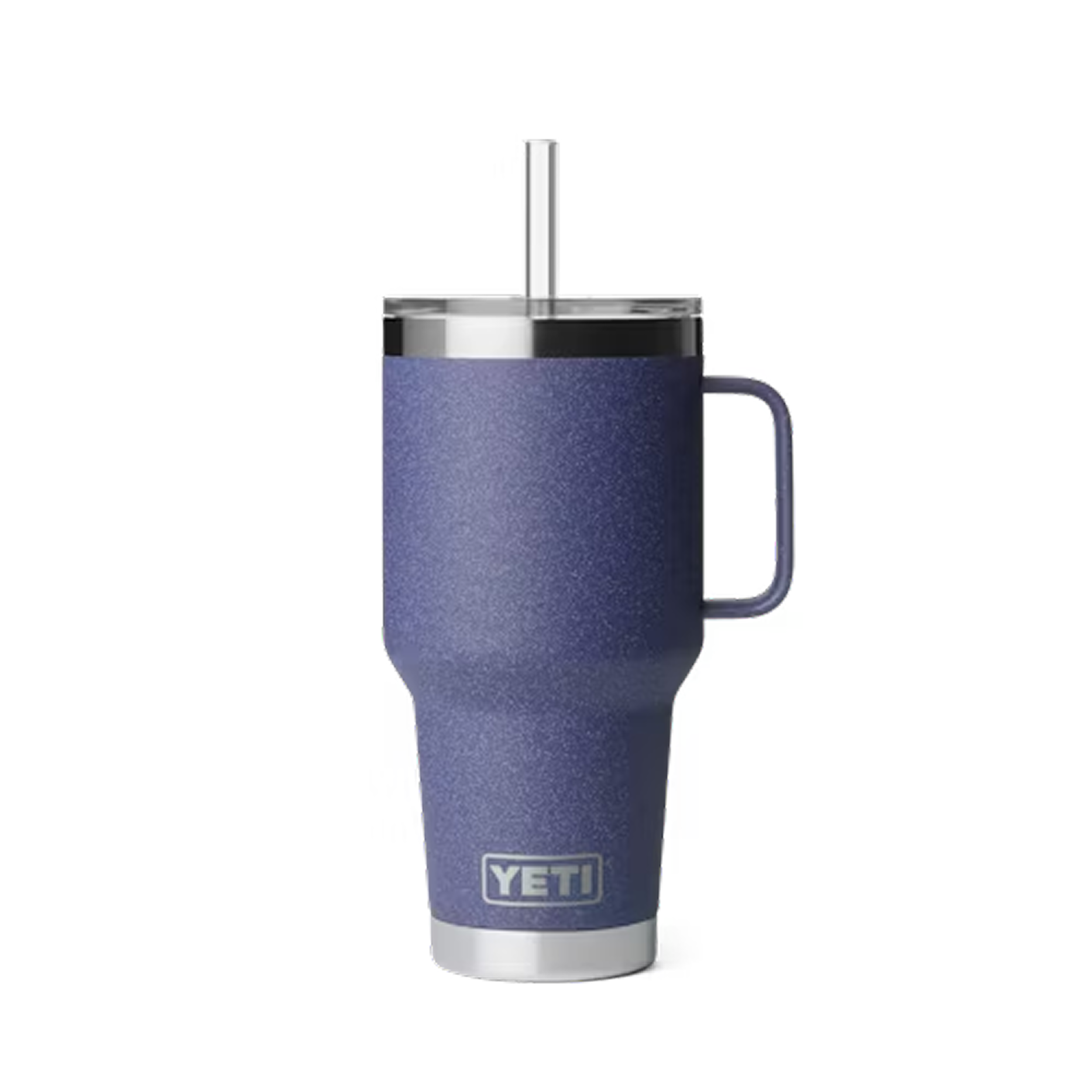 Textured purple yeti flask with straw