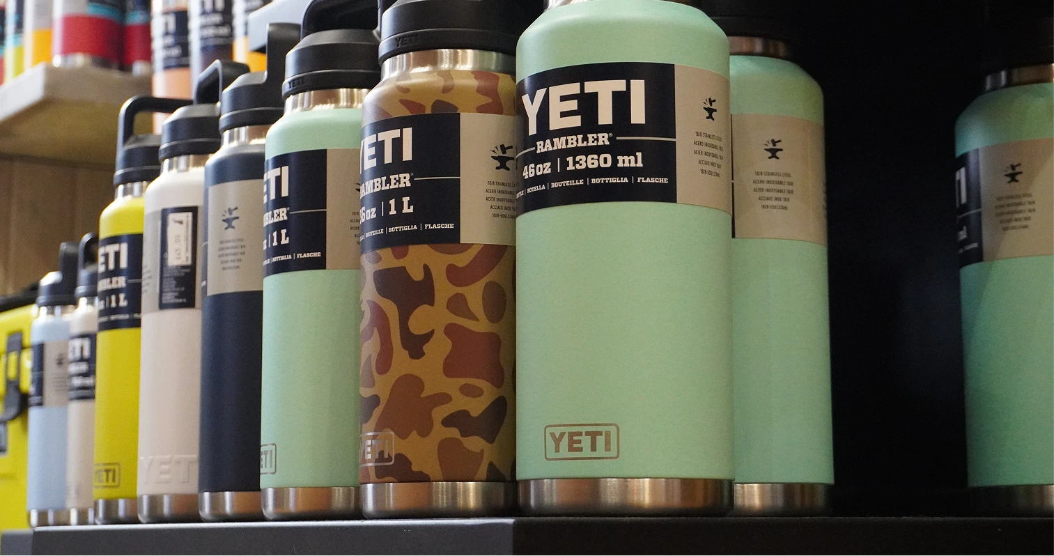 Close up of the Yeti Ramblers we have in store