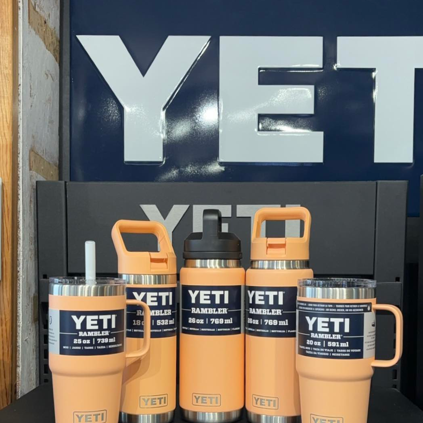Orange yeti cups and flasks