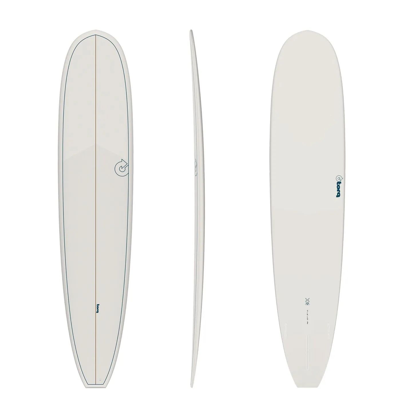 White surf board front back and side