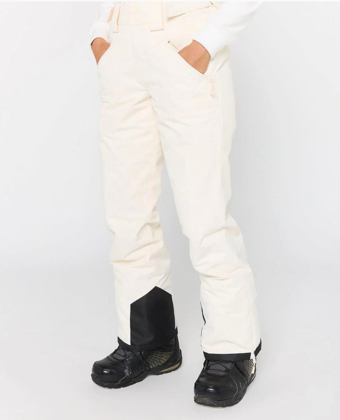 Close up of white and black ski trousers