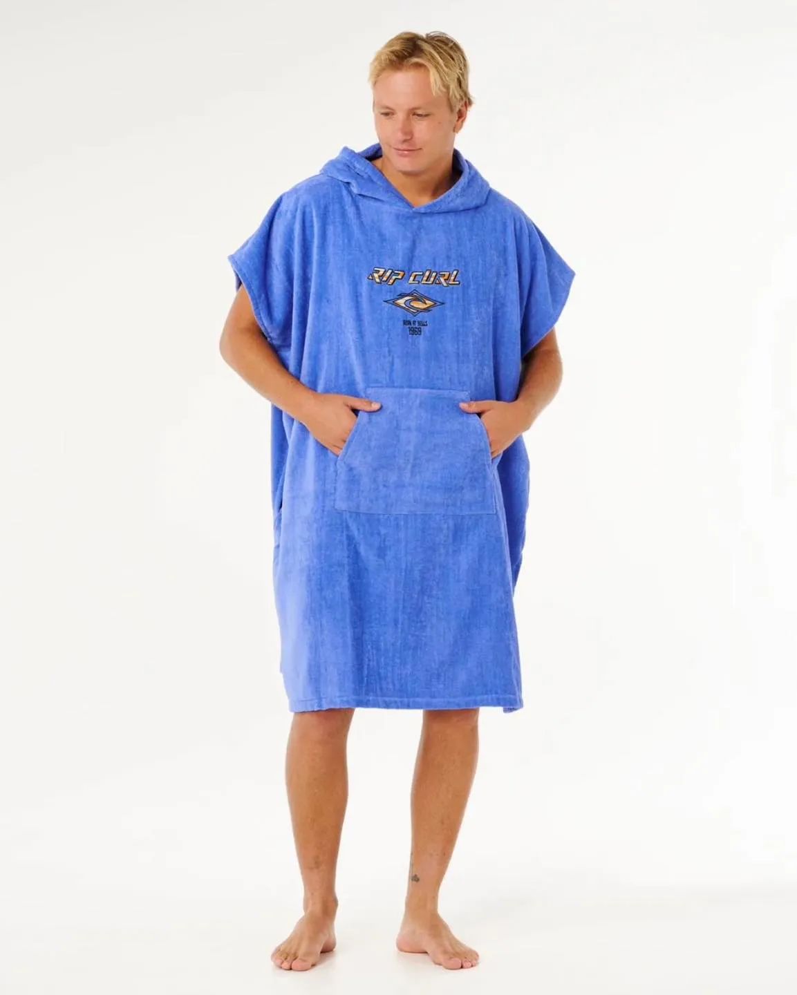 Young guy in full length towel hoodie