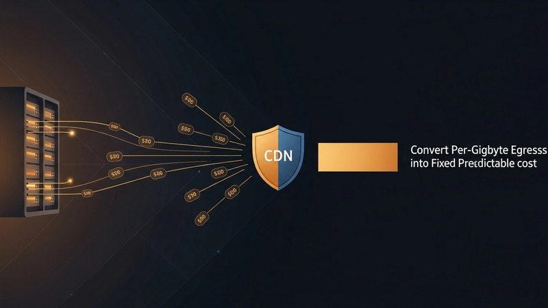 Tráfego saindo de servidores para a internet sendo convertido de custo variável por GB em um bloco de custo fixo