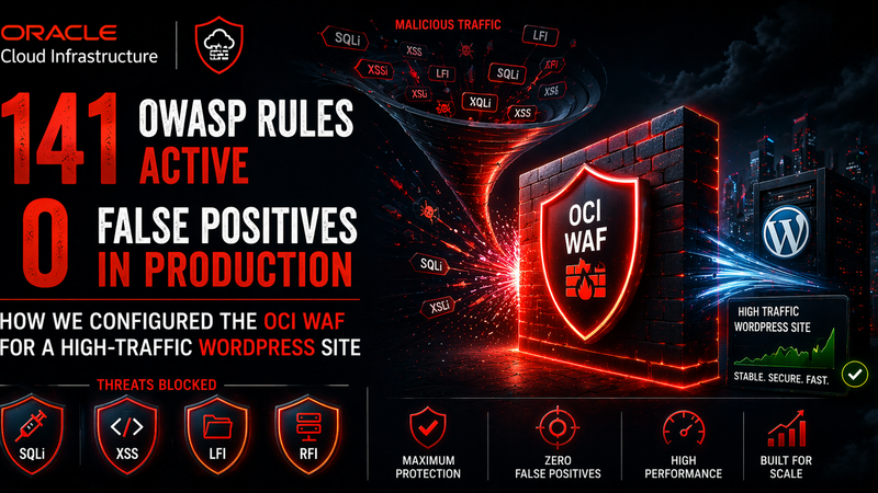 141 regras OWASP ativas, zero falsos positivos — WAF OCI para WordPress de alto tráfego