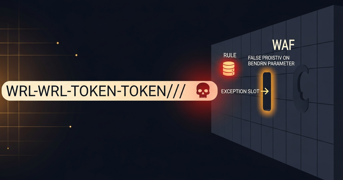 Uma URL com hifens disparando por engano uma regra de SQL injection num WAF, e uma exceção liberando o parâmetro