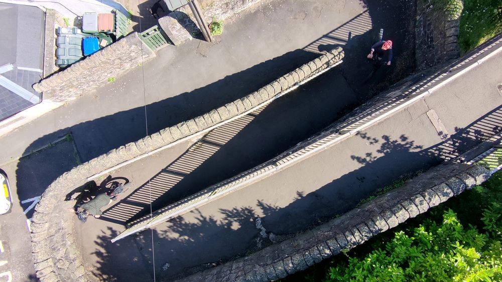 An arial view of a shap set of path zig-zags