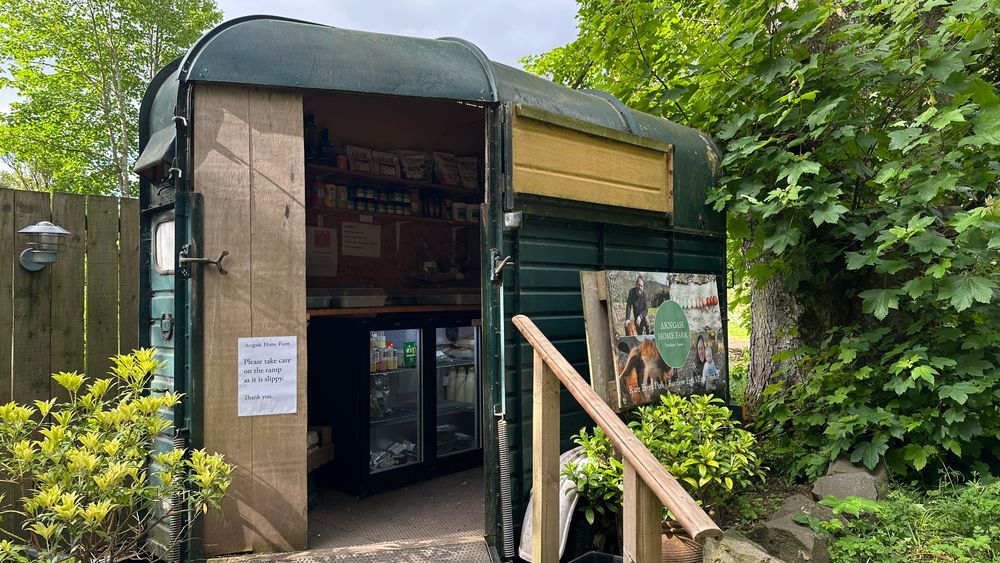 A horse box converted into a self-service food and drink shop