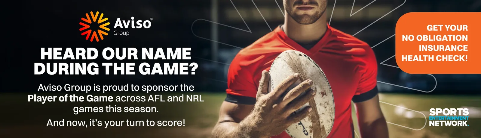 Aviso Group AFL & NRL sponsorship banner