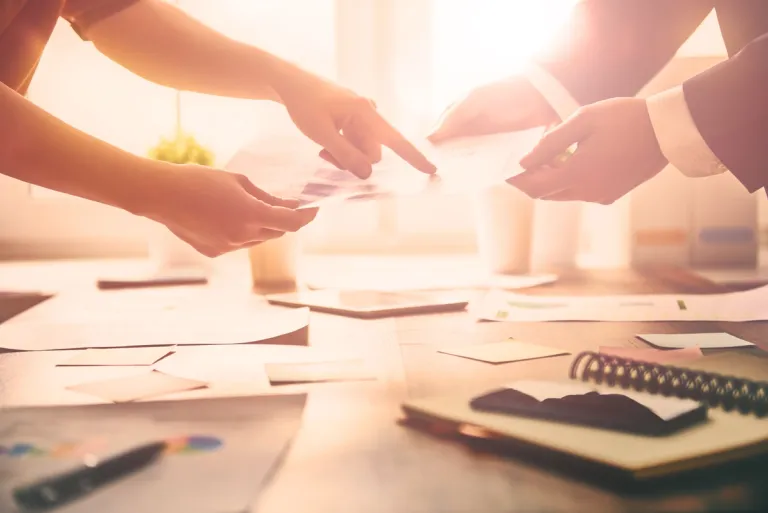 Pointing at documents in a meeting