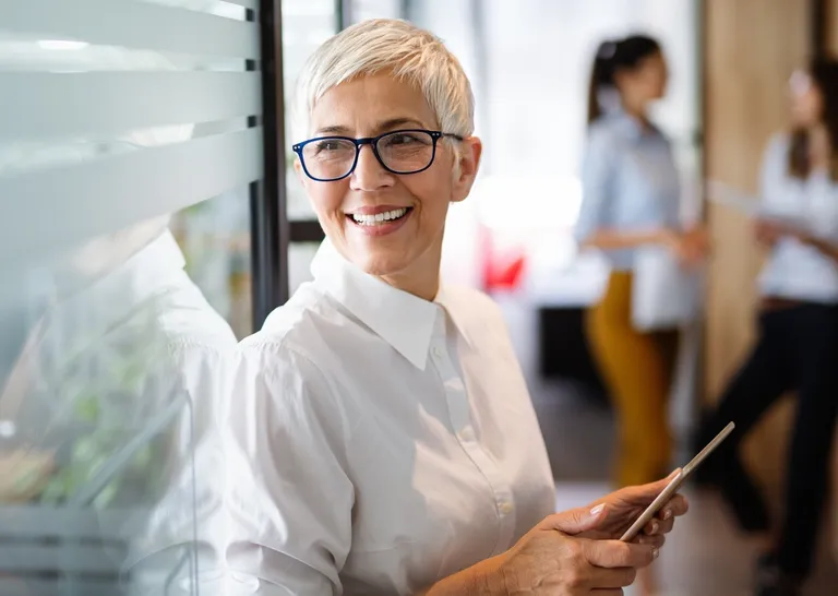 Woman in office smiling