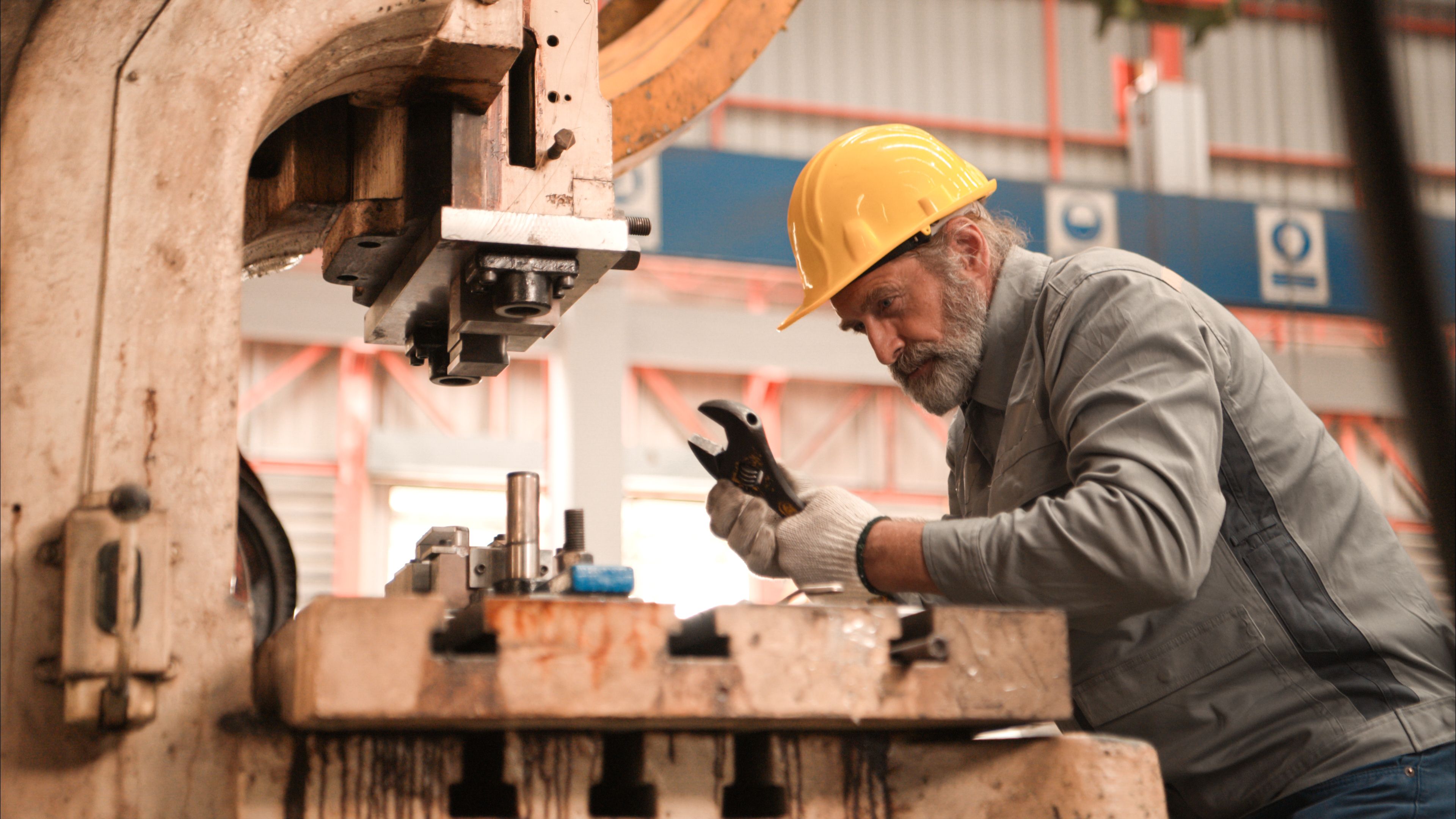 Technician at large special industrial machine 