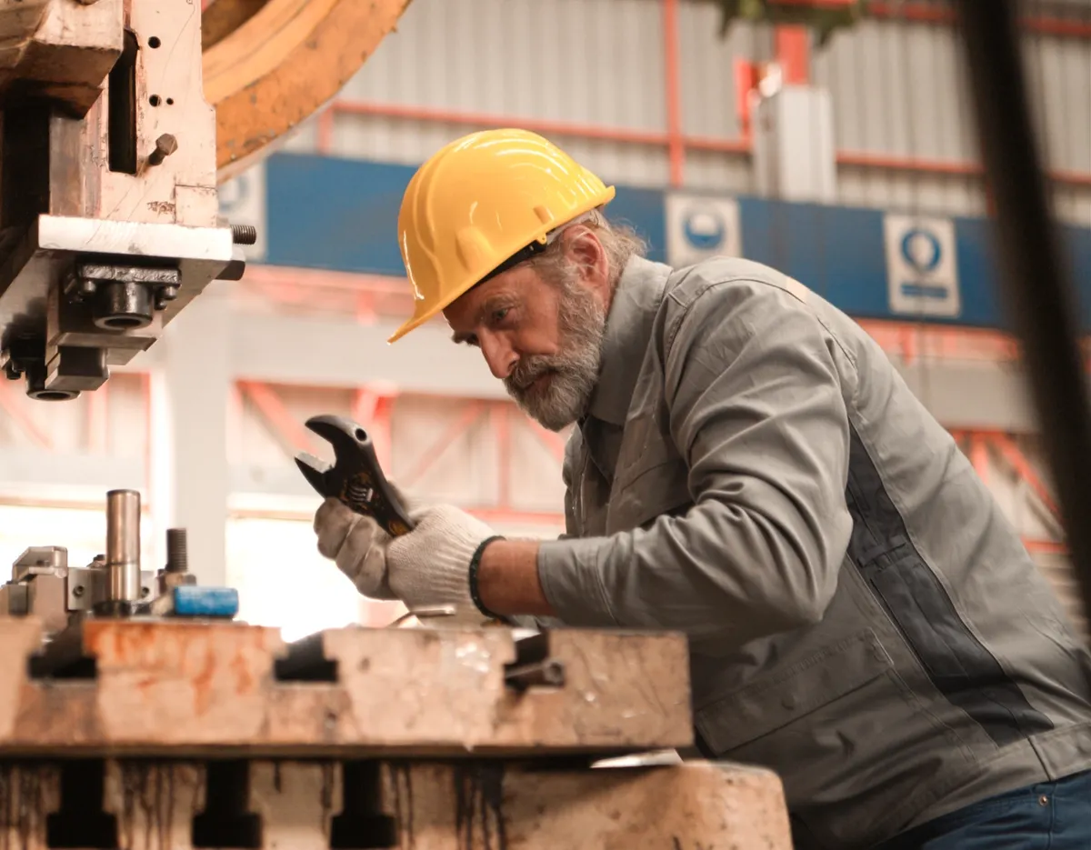 Technician at large special industrial machine