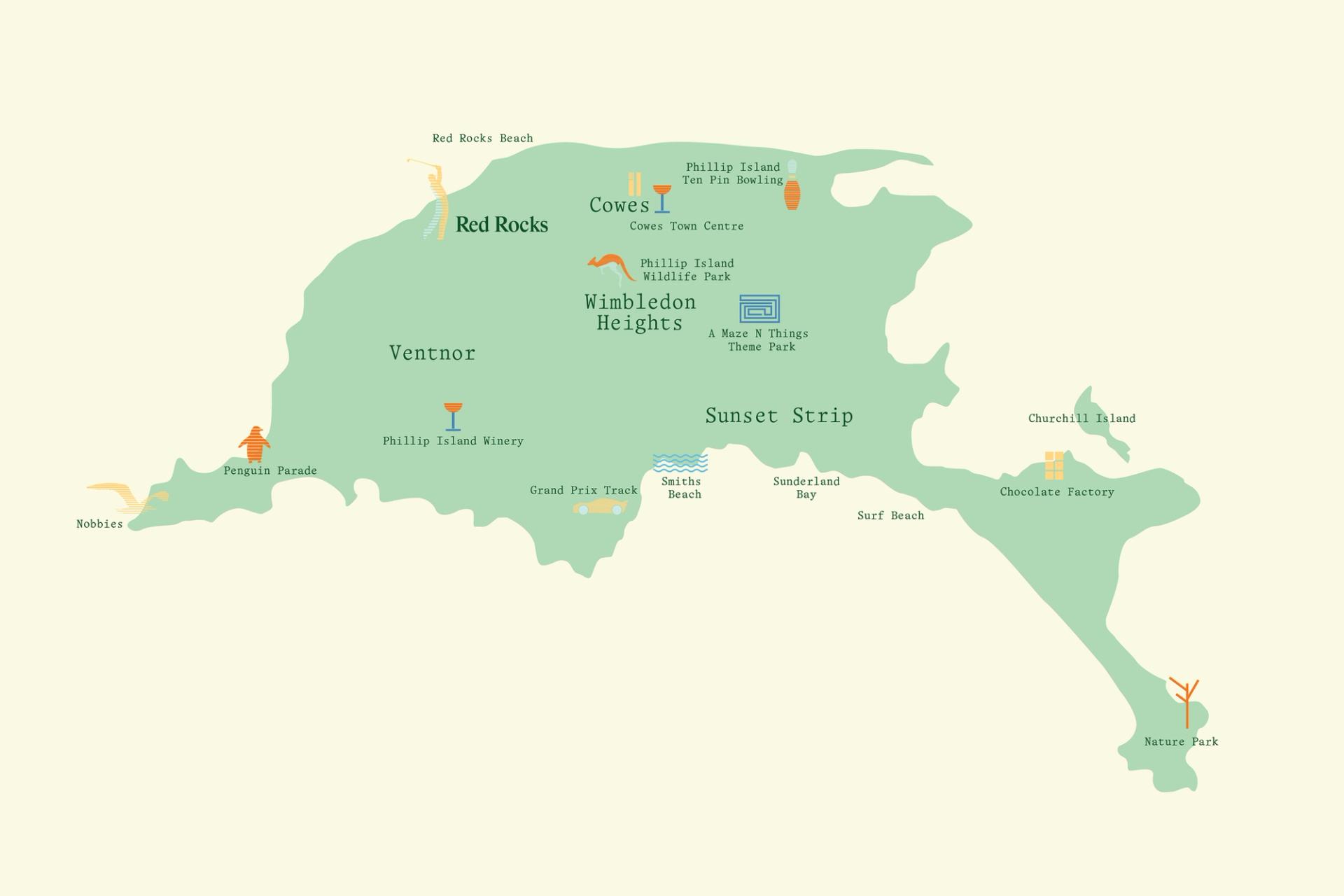 Map of Phillip Island