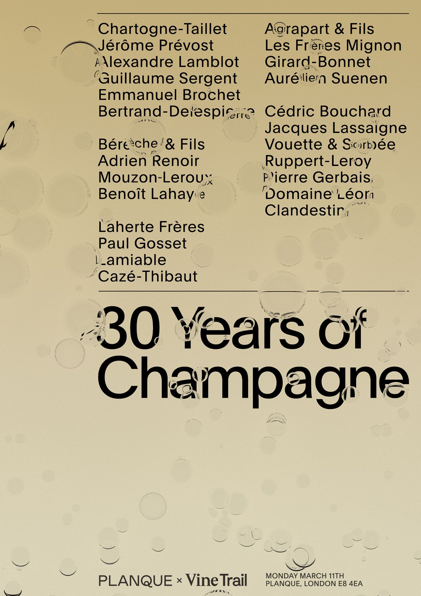 Planque x Vine Trail Champagne Dinner 