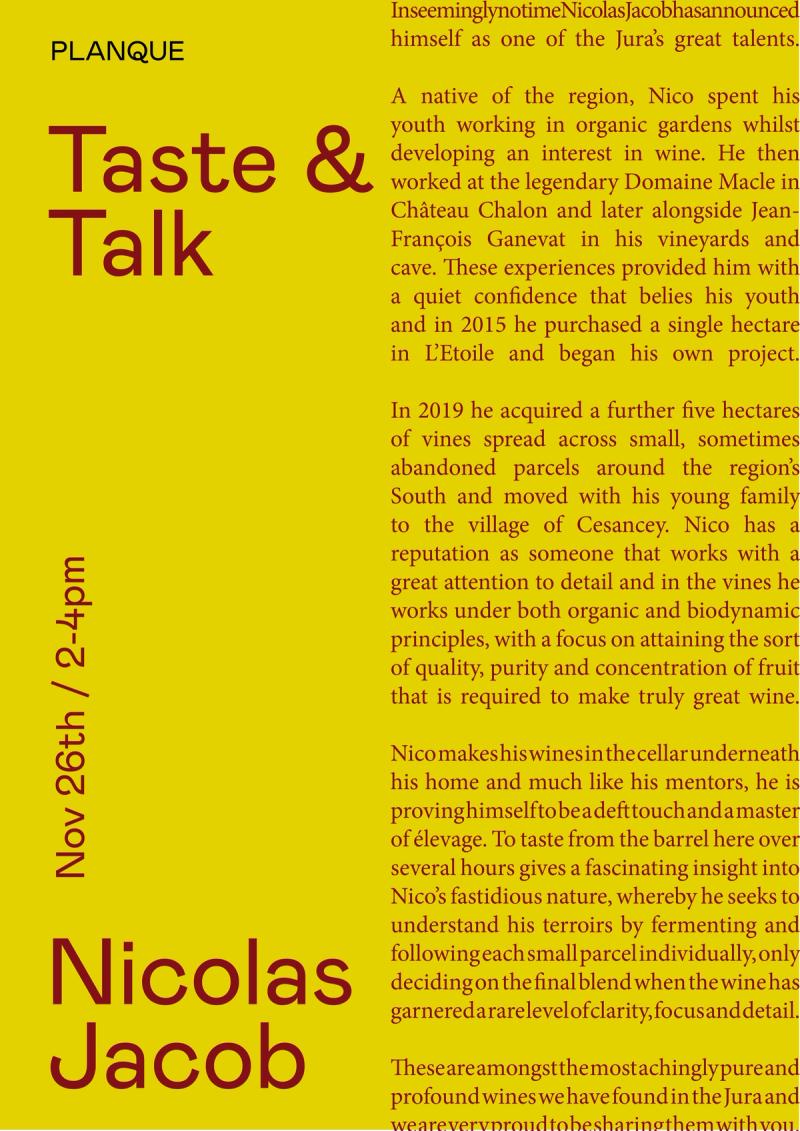 Taste & Talk: Nicolas Jacob